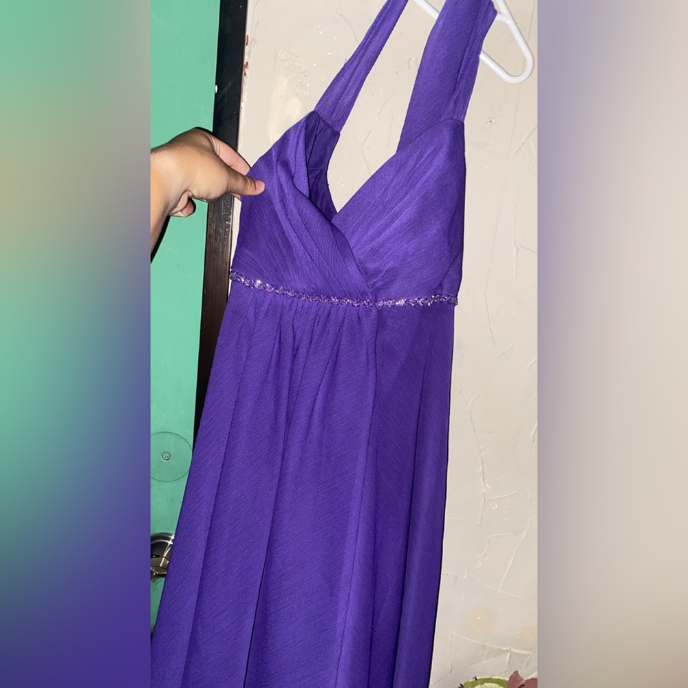 Elegant Purple Dress with Beaded Waist